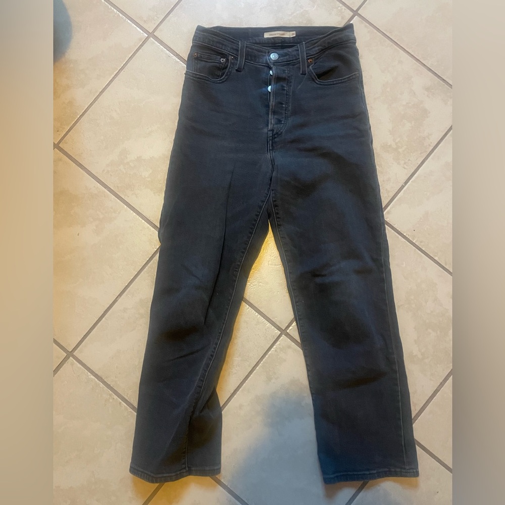 Levi’s Ribcage Jeans 26 Washed Black/Dark Gray